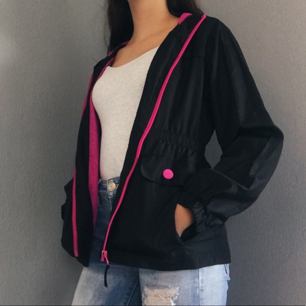 Black and Hot Pink Raincoat